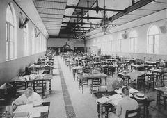 Students reading and studying in the Tokyo Imperial University Library reading room