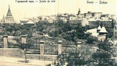 City garden in Baku with trees and walking paths