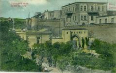 Vintage postcard showing Baku town garden in the Russian Empire