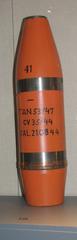 122 mm amatol artillery shell for 122-mm howitzer M1938 M-30 displayed at Hämeenlinna artillery museum