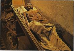 Unusually proportioned mummified body in the Catacombs of the Capuchins, Palermo
