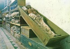 New corridor in Capuchins' Catacombs with skeletal displays