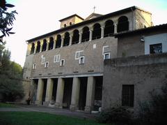 Facade of Chiesa di San Saba church in Rome with historic architectural details