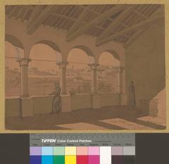 View inside the Loggiera of San Saba in Rome showcasing historic architecture