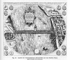 Illustration of the Constantine Bridge in Roman Cologne by Stephan Broelmann, 1608