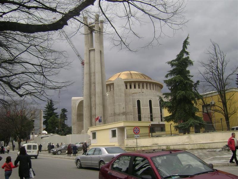 New Albanian Orthodox Cathedral under construction at Skenderbeg Square in Tirana
