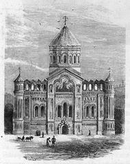Historic street view of Pračyścienskaja Street in Vilnia featuring the Church of the Immaculate Virgin after Moscow renovation in 1882