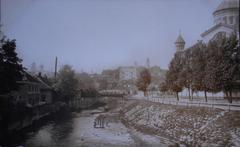Vilnia River and the Church of the Purest Mother of God in Vilnia during Moscow reconstruction 1915-18