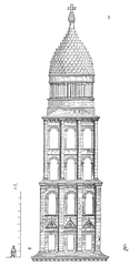 Bell tower of Saint-Front Cathedral in Perigueux, France