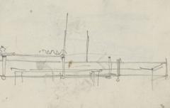 Pencil sketch of a balustrade balcony on a building in Scheveningen by George Hendrik Breitner, created between 1880 and 1882