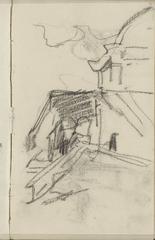 Black chalk sketch of the summer-house Theekoepel by Dominee Faassen de Heer in Scheveningen