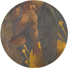 Angel angelic figure holding a gold star statue at St Paul's Cathedral