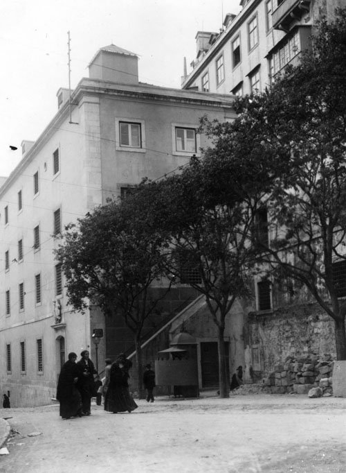 Facade of Aljube Sec. XX cultural center in Lisbon