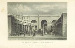 19th century steel-engraved views of Hamburg and surroundings by Carl Alexander Lill, including historical market hall location at Pferdemarkt