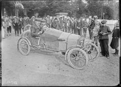 Historic 1920s automobile race at Circuit de la Sarthe Le Mans France with vintage racing cars and drivers