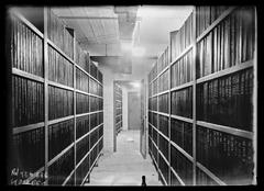 Film reels on shelves at the Cinémathèque in Palais du Trocadéro, Paris, 1932