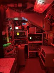 Electronic and navigational devices on the USS Blueback submarine interior