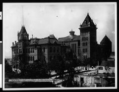 Exterior view of California State Normal School building at Grand Avenue and 5th Street in Los Angeles around 1900