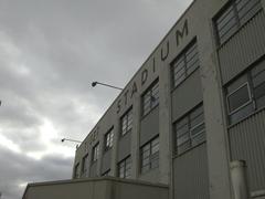 Facade of Tiger Stadium in Detroit Michigan during decommissioning with sign lettering removed