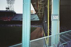 Closeup of right field corner showing overhang at Tiger Stadium in Detroit Michigan USA