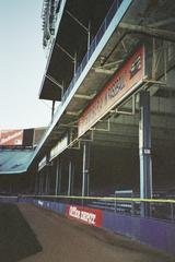 Panorama of Tiger Stadium in Detroit, Michigan filled with spectators during a baseball game