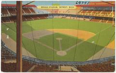 Briggs Stadium in Detroit, Michigan vintage postcard from 1930-1945