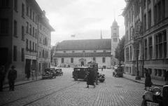 Historic view of the Basilica of Notre-Dame in Fribourg, Switzerland, taken on 6 September 1936