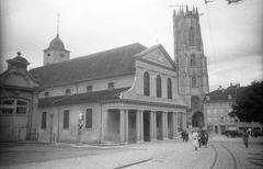 Basilica Notre-Dame and Cathedral St-Nicolas church towers in Fribourg