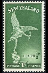 1947 New Zealand postage stamp featuring Anteros from Shaftesbury Memorial fountain, London