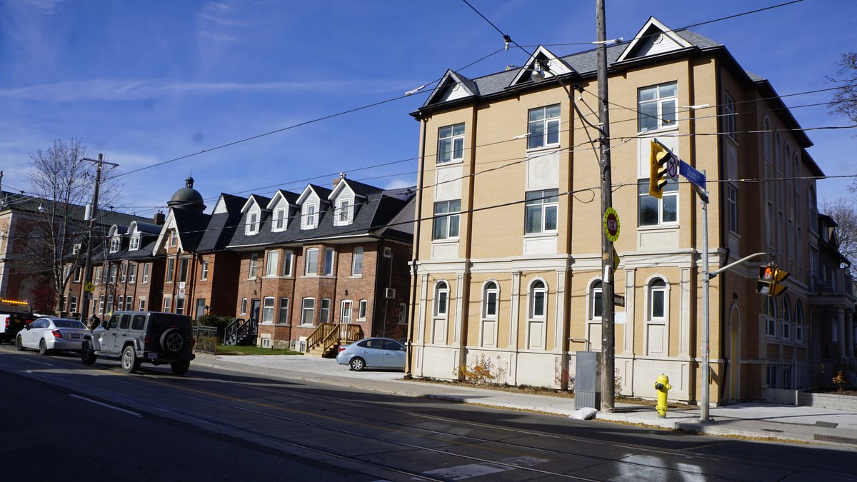 Exterior view of St. Phillips Seminary building with clear sky in Toronto, Canada