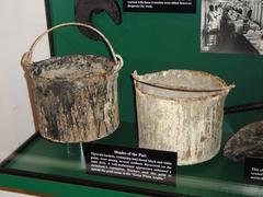 Buckets displayed at the Arabia Steamboat Museum in Kansas City, Missouri
