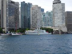 Two Kingston class naval vessels moored in Toronto harbor
