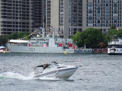 Two Kingston class naval vessels moored in Toronto harbor