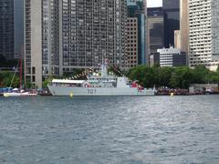 Two Kingston class naval vessels moored at Toronto harbor