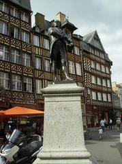 Bronze statue of Jean Leperdit tearing a conscription list