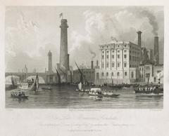 The Lion Brewery building in Lambeth as illustrated in a historical topographical book