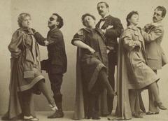Publicity still of six actors from Arthur Wing Pinero's play The Amazons at Lyceum Theatre on Broadway