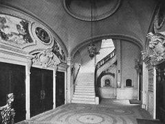 Interior main foyer of Lyceum Theatre, New York, featuring ornate decor and a grand staircase