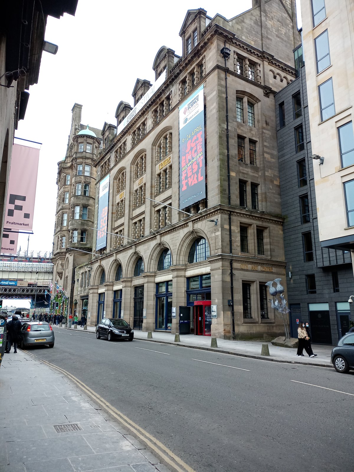 City Art Centre building located at 1-6 Market Street in Edinburgh, United Kingdom, showcasing historic architecture