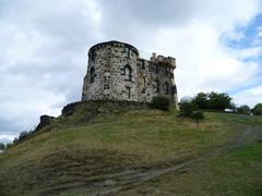 Old Observatory building on Calton Hill in Edinburgh under a blue sky