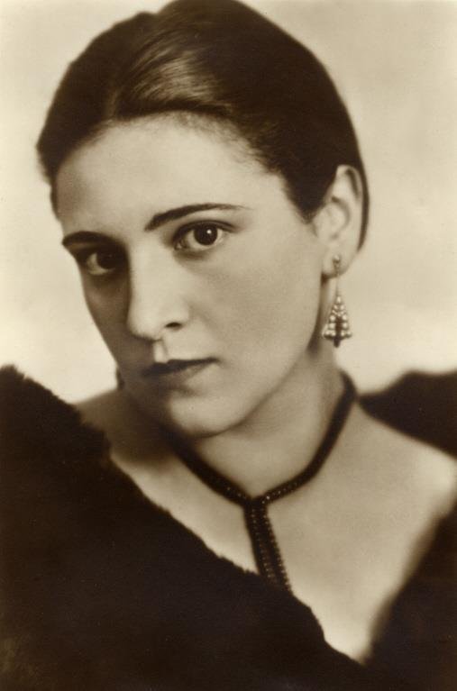 Portrait of Cabaretière Alice Dorell in vintage attire