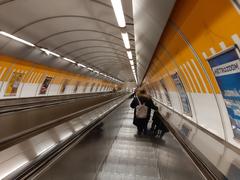 escalator tunnel in Kobylisy metro station
