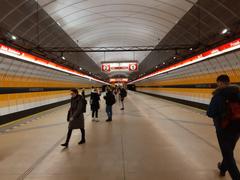 Kobylisy metro station platform in Prague