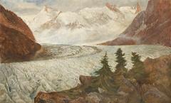 Painting of Mer de Glace glacier by Richard St John Tyrwhitt, 19th century