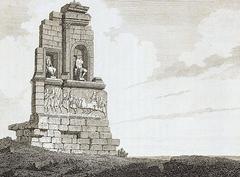 Monument of Philopappus near Athens depicted in an 1813 engraving by Edward Daniel Clarke
