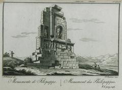 Illustration of the Monument of Philopappos in Athens from the early 19th century