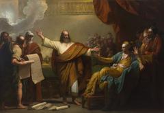 Daniel interpreting the writing on the wall to Belshazzar, oil painting by Benjamin West