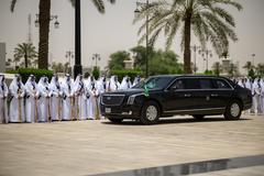 President Donald Trump and Saudi Crown Prince Mohammed Bin Salman Al Saud at welcome ceremony in Riyadh