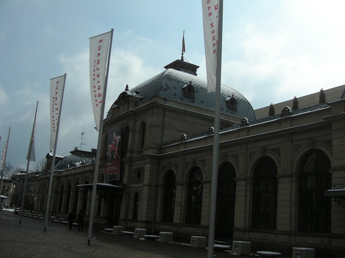 City view of Baden Baden with traditional buildings and street scene on March 12, 2006