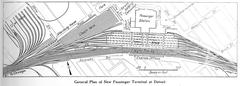 Historic track diagram of Michigan Central Station passenger terminal in Detroit from 1914